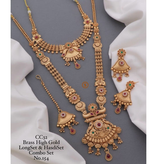 Antique Brass High Gold Combo Jewellery Set-81177