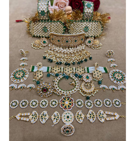 Rajwadi Kundan Bridal Rajputi Jewellery Combo Set-81622