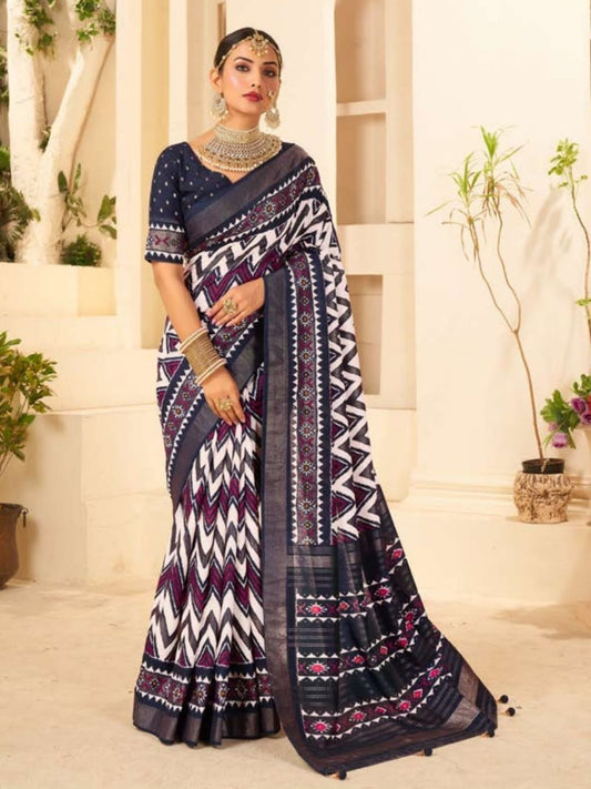 Velvet tusser Silk Brasso Saree in Malticolor