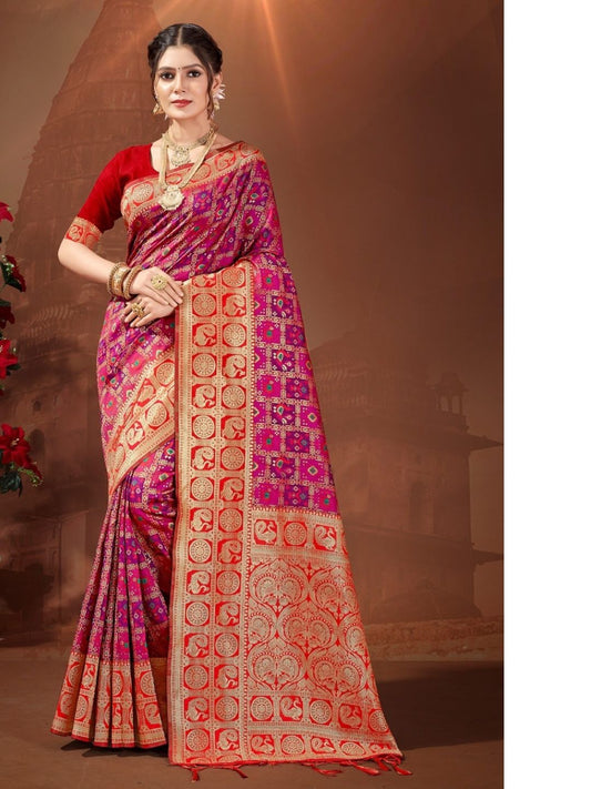 Weaving Silk Saree in Pink