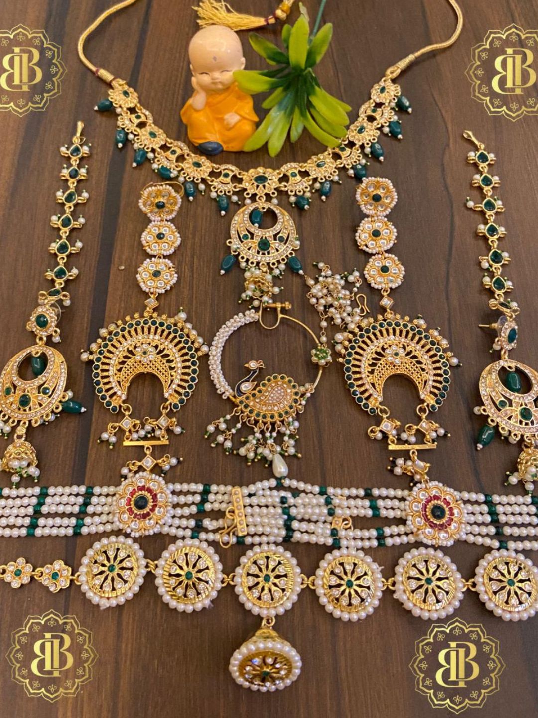 Gold Rajwadi Mini Rajputi Jewellery Set-30984