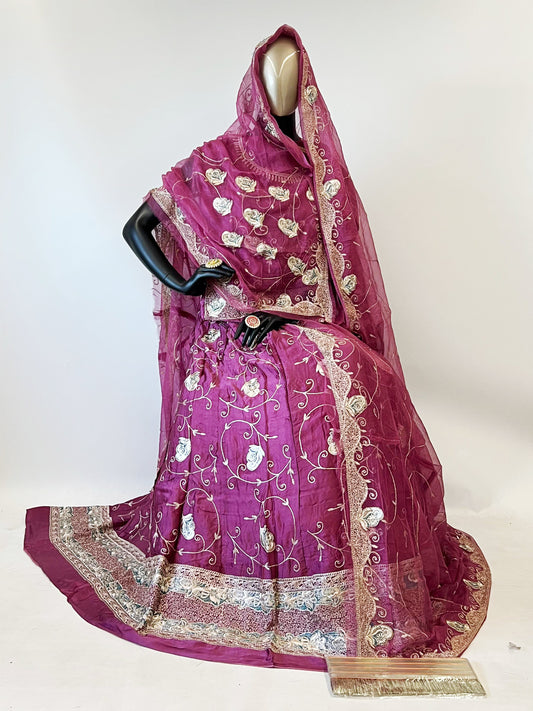 10 Kali Thakurji Pure Receiption Wedding Rajputi Poshak with Chanderi Work in Purple color-91400