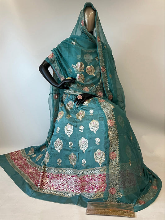 10 Kali Thakurji Pure Receiption Rajputi Poshak with Chanderi Work in Blue color-91375