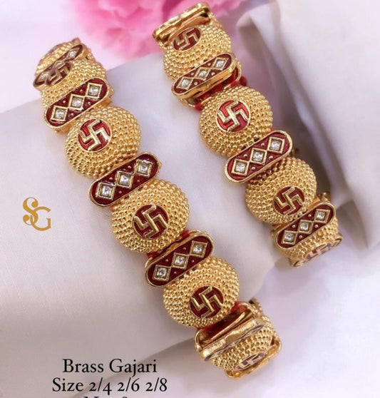 Designer Premium Quality Brass High Gold Openable Gajari/Nogri /Bangles Set-81318