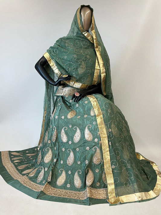 10 Kali Thakurji Pure Mehendi Sangeet Rajputi Poshak In Green color-91362