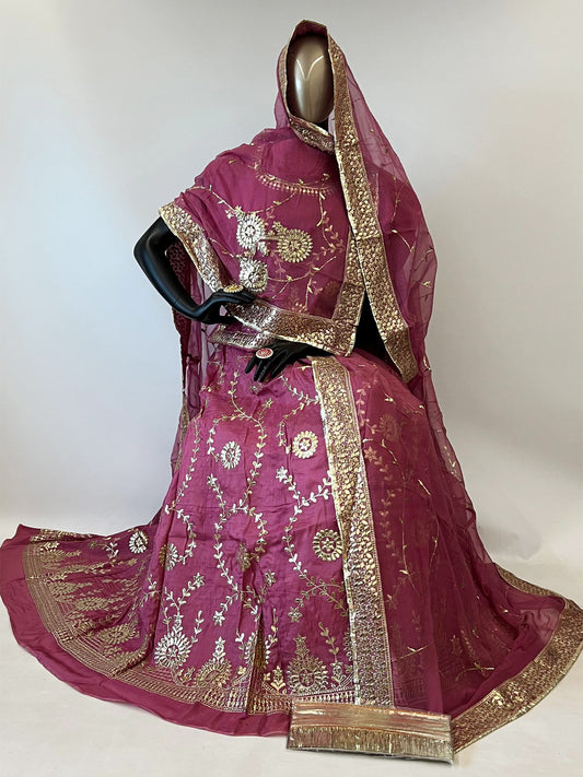 10 Kali Thakurji Pure Receiption Wedding Rajputi Poshak with Chanderi Work in Purple color-91389