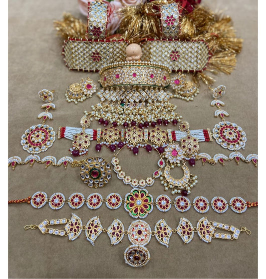 Rajwadi Kundan Bridal Rajputi Jewellery Combo Set-81623