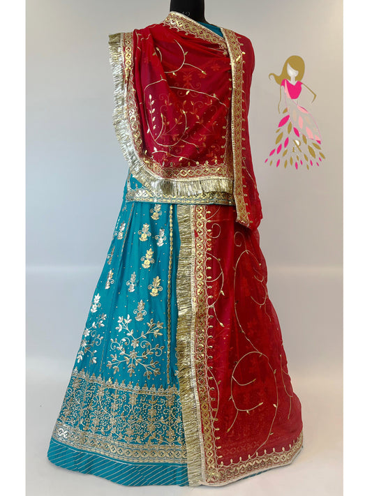 Humarai Pure wedding Sangeet Gotta Patti work Rajputi Poshak In Blue Color-82044