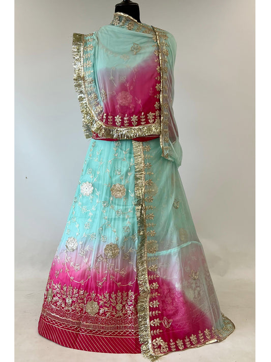10 Kali Humrahi Pure Receiption Wedding Rajputi Poshak with Chanderi Work-91441
