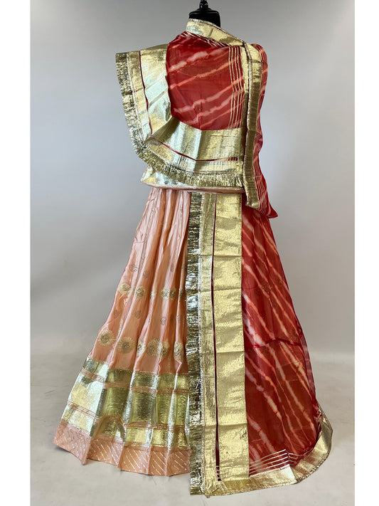 Heavy Satin 5 Meter full Gher Premium quality Leheriya Rajputi Poshak-91435