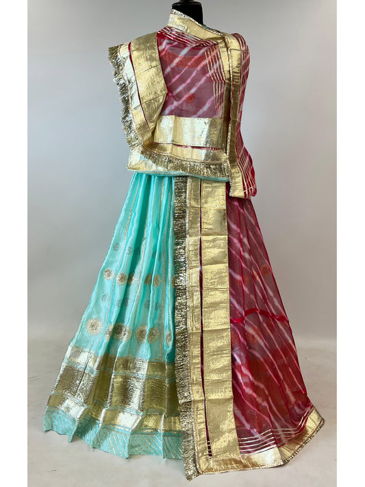 Heavy Satin 5 Meter full Gher Premium quality Leheriya Rajputi Poshak-91434