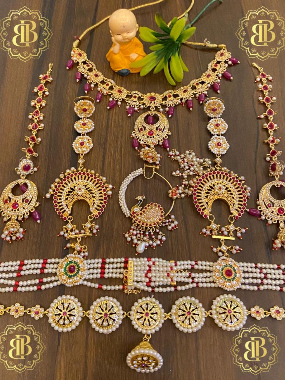 Gold Rajwadi Mini Rajputi Jewellery Set-30985