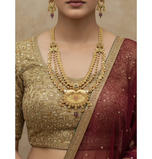 Rani Haar Brass High Gold Antique Jewellery Set-20155