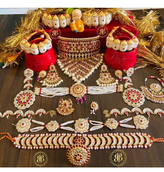 Rajwadi Kundan Pearl Rajputi Jewellery Set-60979