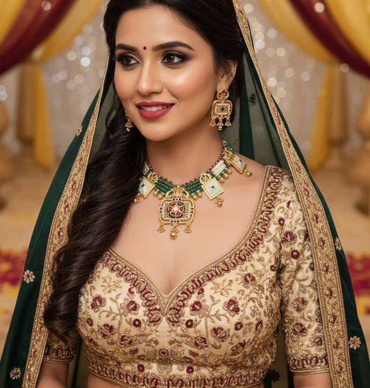 Necklace Brass High Gold Antique Combo Jewellery Set-20108