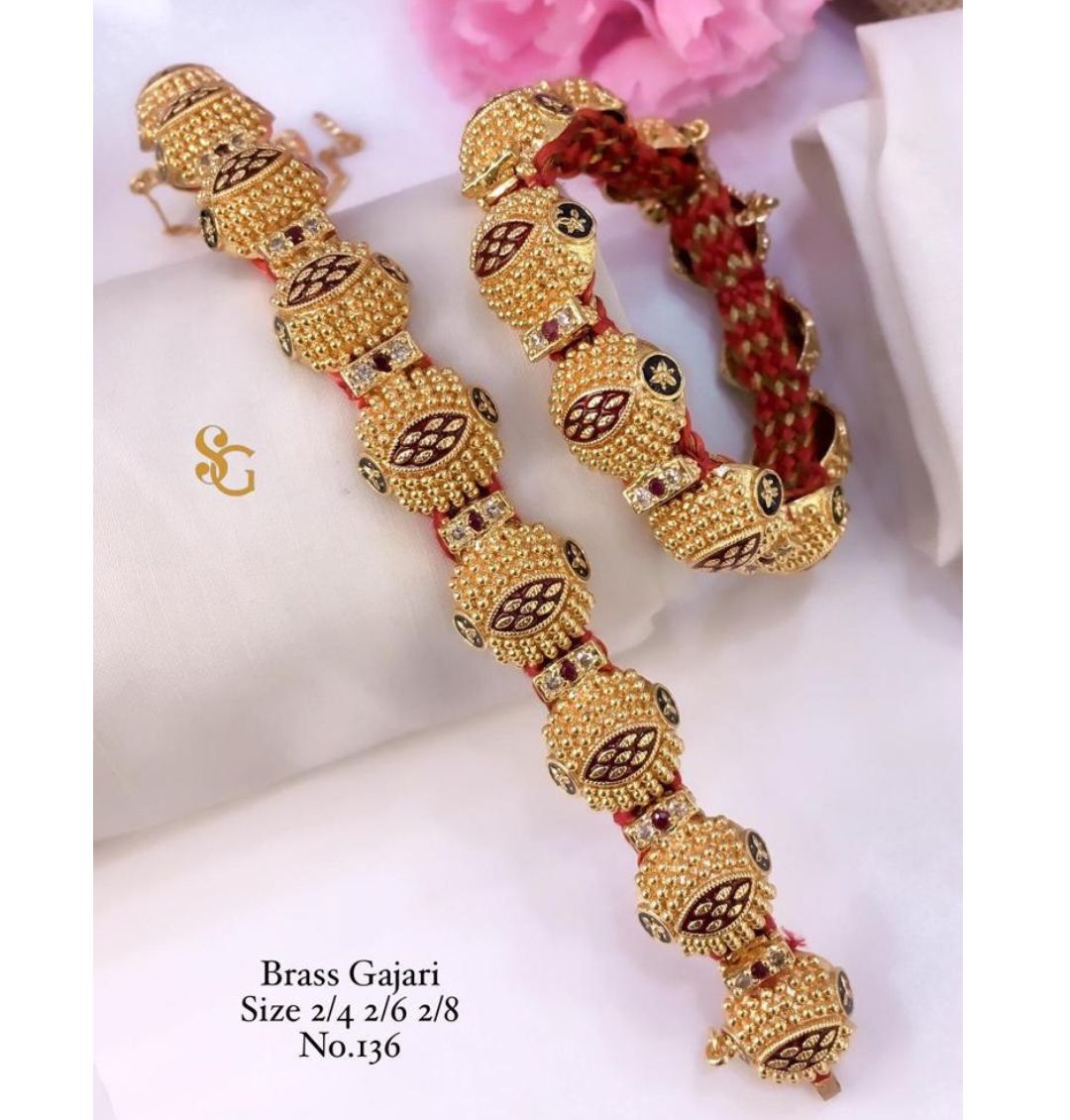 Designer Premium Quality Brass High Gold Openable Gajari/Nogri /Bangles Set-81319