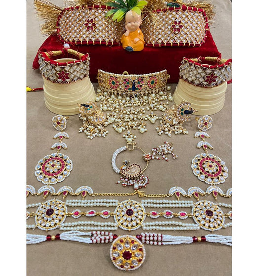 Rajwadi Kundan Bridal Rajputi Jewellery Combo Set-81624