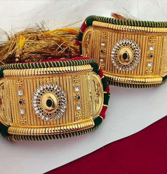 Traditional High Quality Rajputi Kundan Bajuband Set With Loom-301124