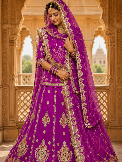 Pink Half Pure Rajputi Poshak with Heavy Gold Zari Sequence work -91988