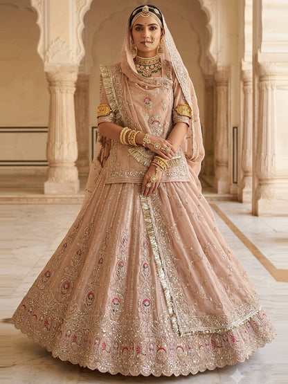 4-Meter Flare Vintage Rajasthani Gabana Tissue Silk Rajputi Poshak for Women-92035