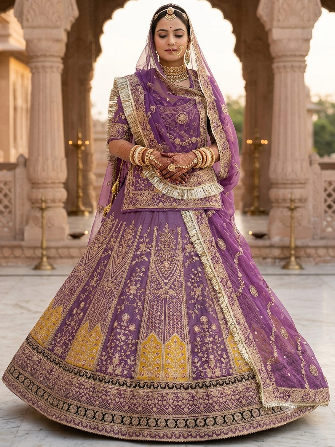 Royal Contrast Viscous Rajputi Poshak Set with Grand 5 Meter Volume Flare-91974