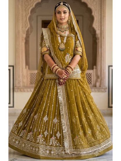 Half Pure Rajputi Poshak - Traditional Rajasthani Dress with Multi Jari Sequence Work-92060