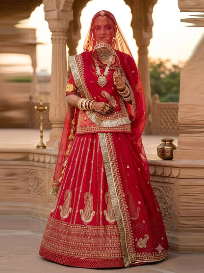 Sinduri Crush Part Wear Rajputi Poshak for Women in Red -91945