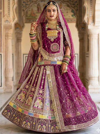 Purple Premium Georgette Rajputi Poshak – 4 Meter Flare Wedding Wear for Women-91929