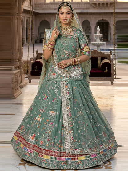 4 Meter Flare Half Pure Poshak - Vintage Rajasthani Rajputi Dress with Sequence Work-92042