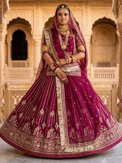 Half Pure Rajputi Poshak - Traditional Rajasthani Dress with Multi Jari Sequence Work-92063