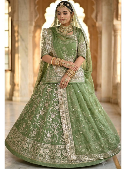Half Pure Rajputi Poshak - Traditional Rajasthani Dress with Multi Jari Sequence Work-92054