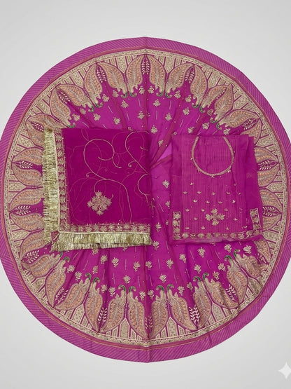 Premium Half Pure Rajputi Poshak with Traditional Lafa and Sequence Work-91923