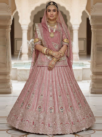 4-Meter Flare Vintage Rajasthani Gabana Tissue Silk Rajputi Poshak for Women-92036