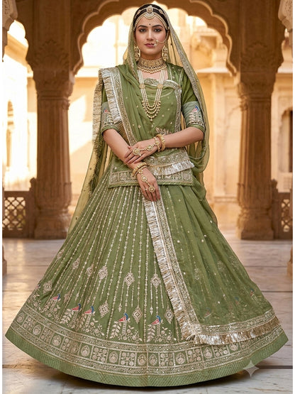 Half Pure Rajputi Poshak - Traditional Rajasthani Dress with Multi Jari Sequence Work-92065