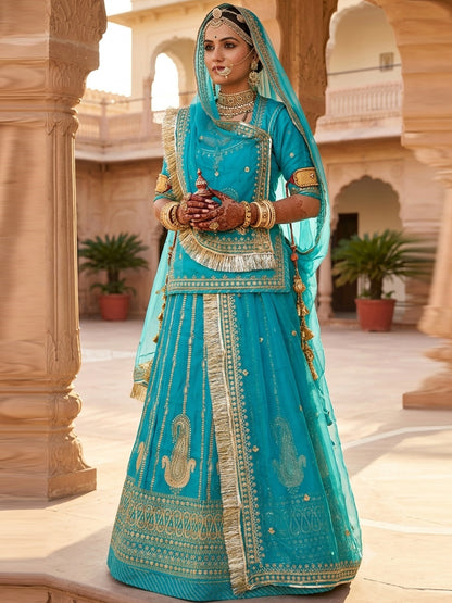 Sinduri Crush Part Wear Rajputi Poshak for Women in Blue -91944
