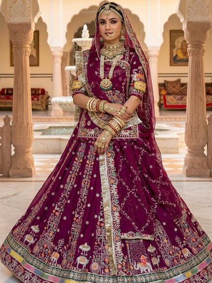 4 Meter Flare Half Pure Poshak - Vintage Rajasthani Rajputi Dress with Sequence Work-92043