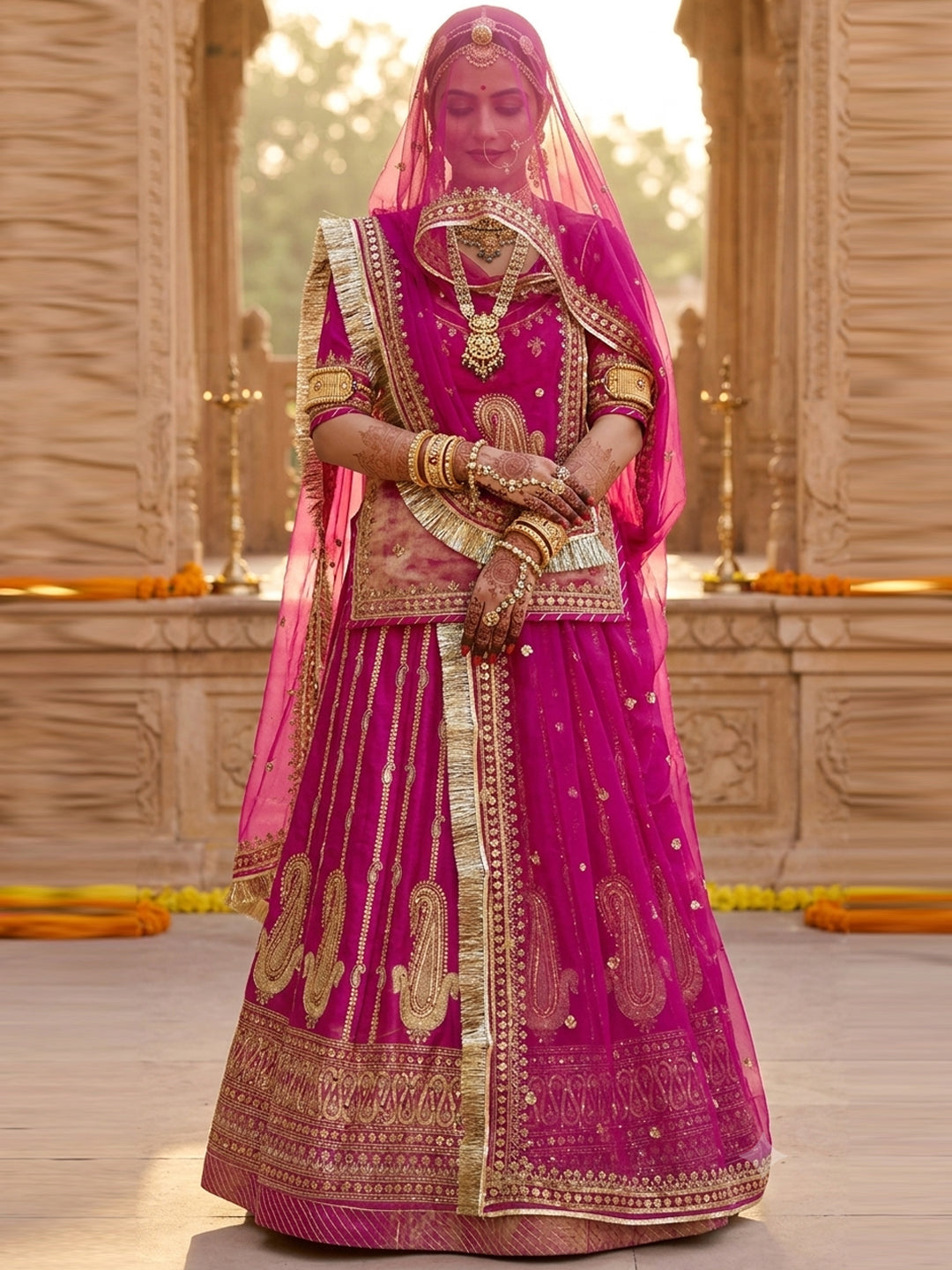 Sinduri Crush Part Wear Rajputi Poshak for Women in Pink -91946