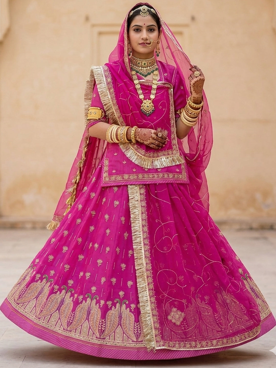 Premium Half Pure Rajputi Poshak with Traditional Lafa and Sequence Work-91923