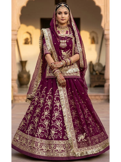 Half Pure Rajputi Poshak - Traditional Rajasthani Dress with Multi Jari Sequence Work-92058