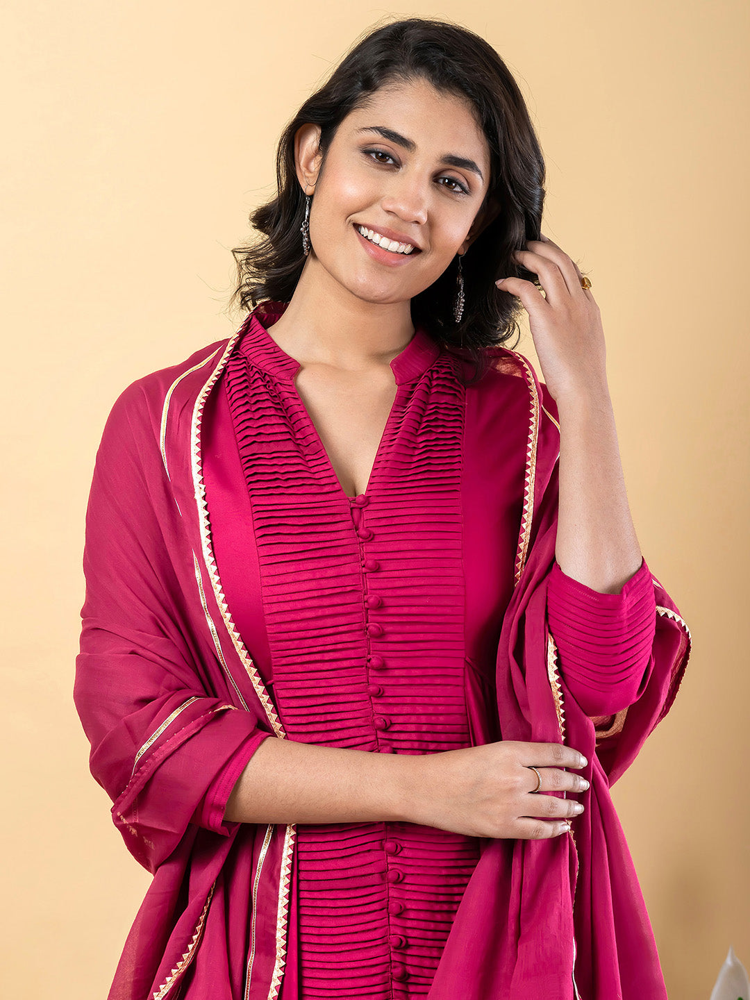 Red Anarkali Premium Rayon Kurta Pant Set with Cotton Dupatta Designer–3 Piece Ready to Wear Salwar Kameez Suit Set-750151