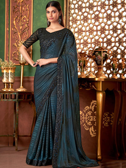 Embroidered Designer Shaded Silk Pattern Traditional Saree-40965