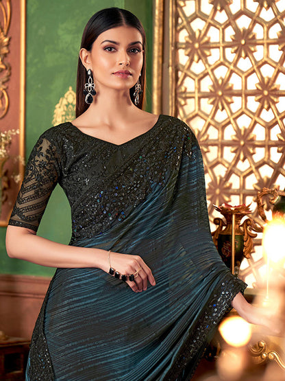 Embroidered Designer Shaded Silk Pattern Traditional Saree-40965