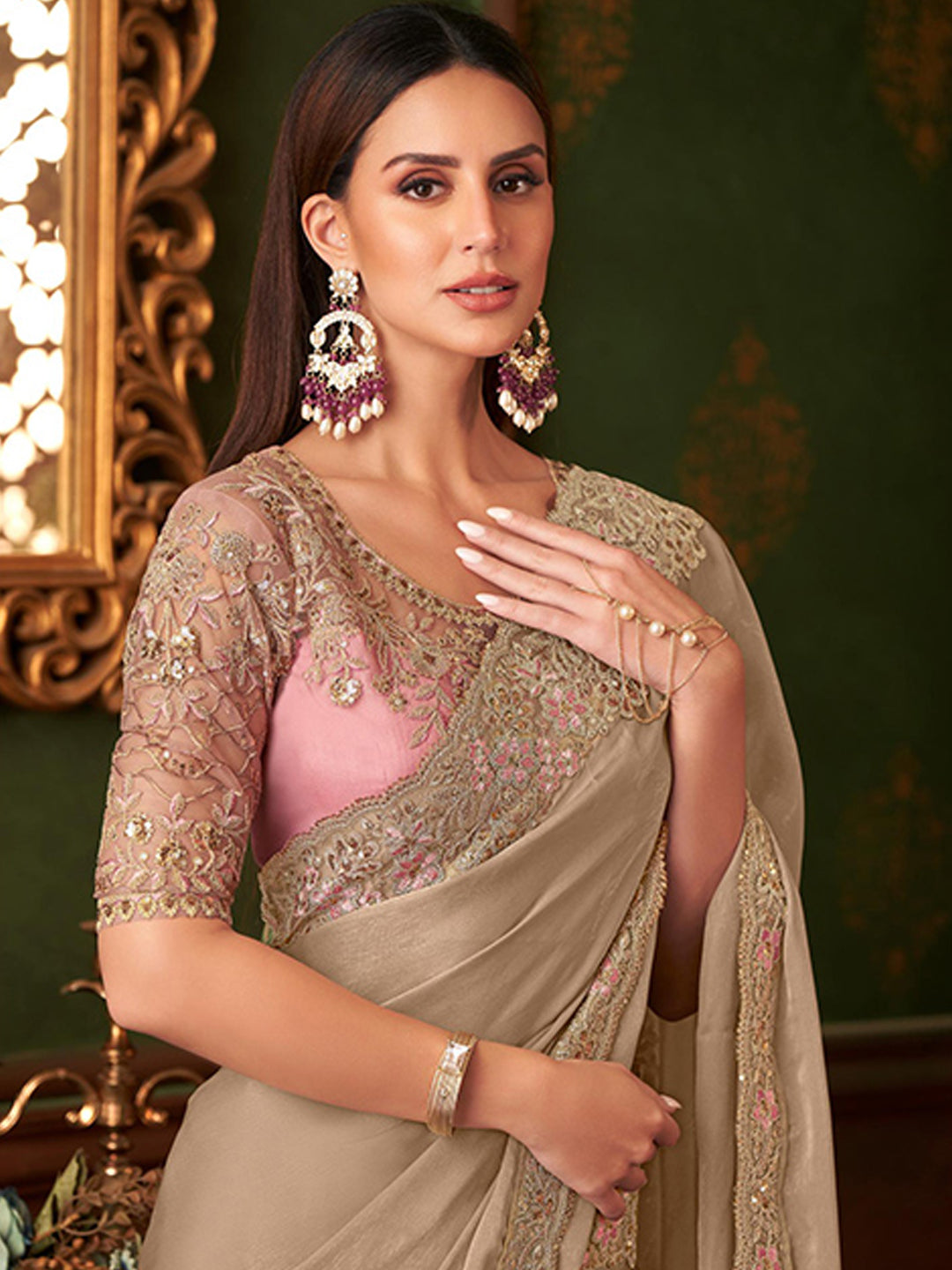 Embroidered Designer Sparkle Silk Georgette Traditional Saree-40966