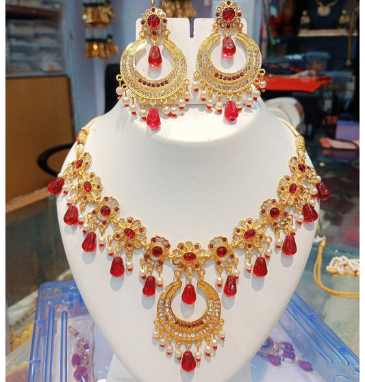 Kundan Traditional Rajputi Necklace Set-82057