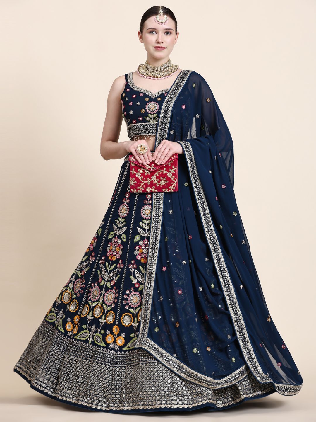 Sequance Georgette Lehenga in Blue