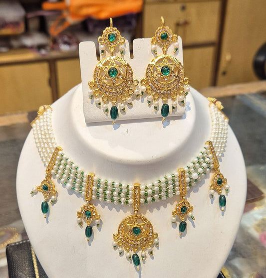 Kundan Traditional Rajputi Necklace Set-82059