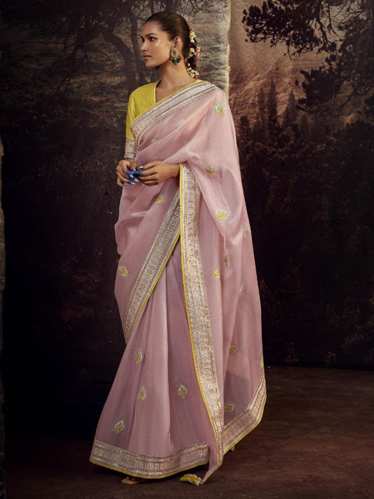 Embroidered Silk Soft Traditional Saree In Pink-80954