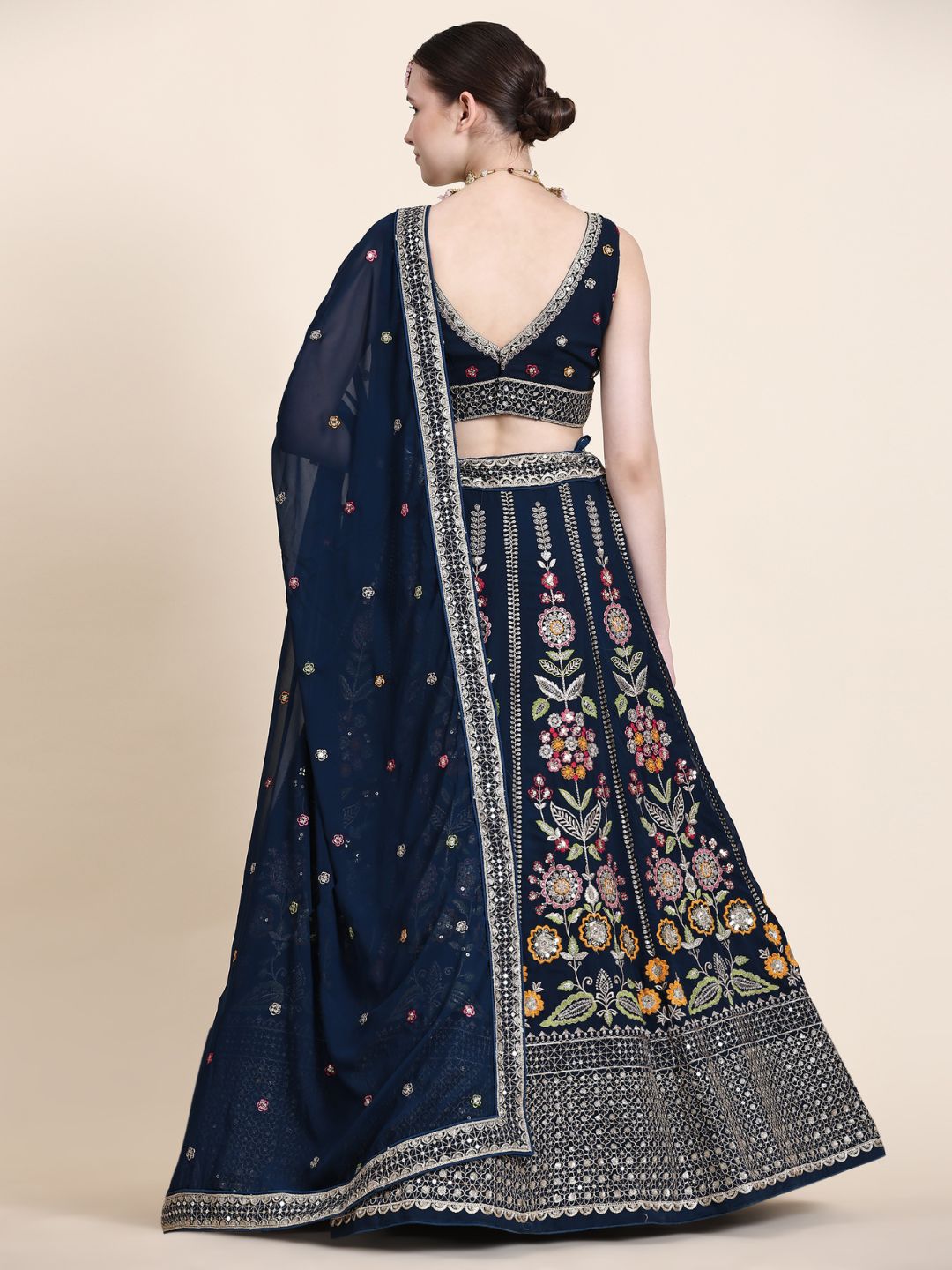 Sequance Georgette Lehenga in Blue