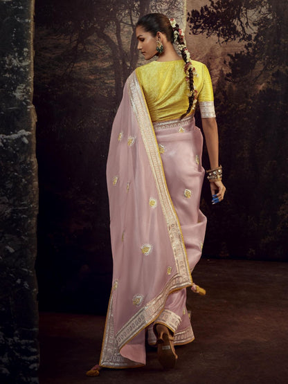 Embroidered Silk Soft Traditional Saree In Pink-80954