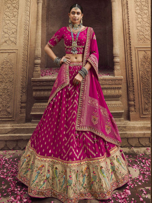 Mirror Organza A Line Lehenga in Pink